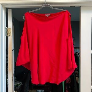 Gorgeous red cold shoulder blouse. By Emerson Thorpe.  Size Medium